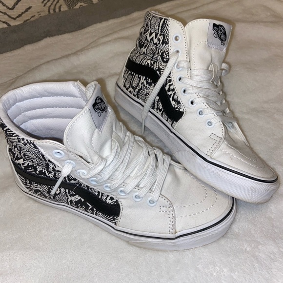 Vans White and Black Patterned High-Top Sneakers - Picture 1 of 6